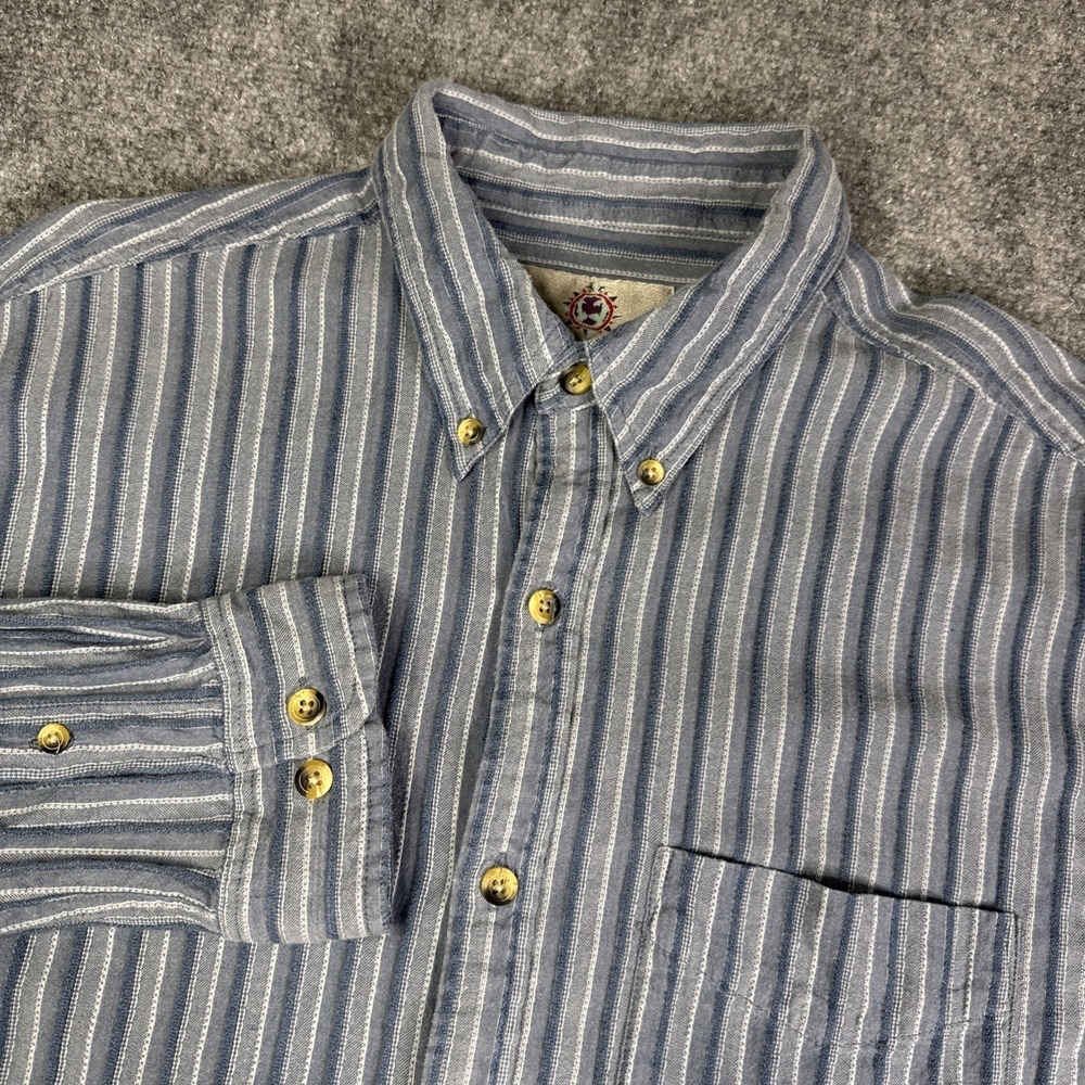 Territory Ahead Mens XL Blue Striped Chambray Cotton Long Sleeve Button Up